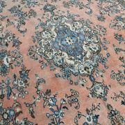 Tapis persan classique bleu et saumon, 318x410 cm
