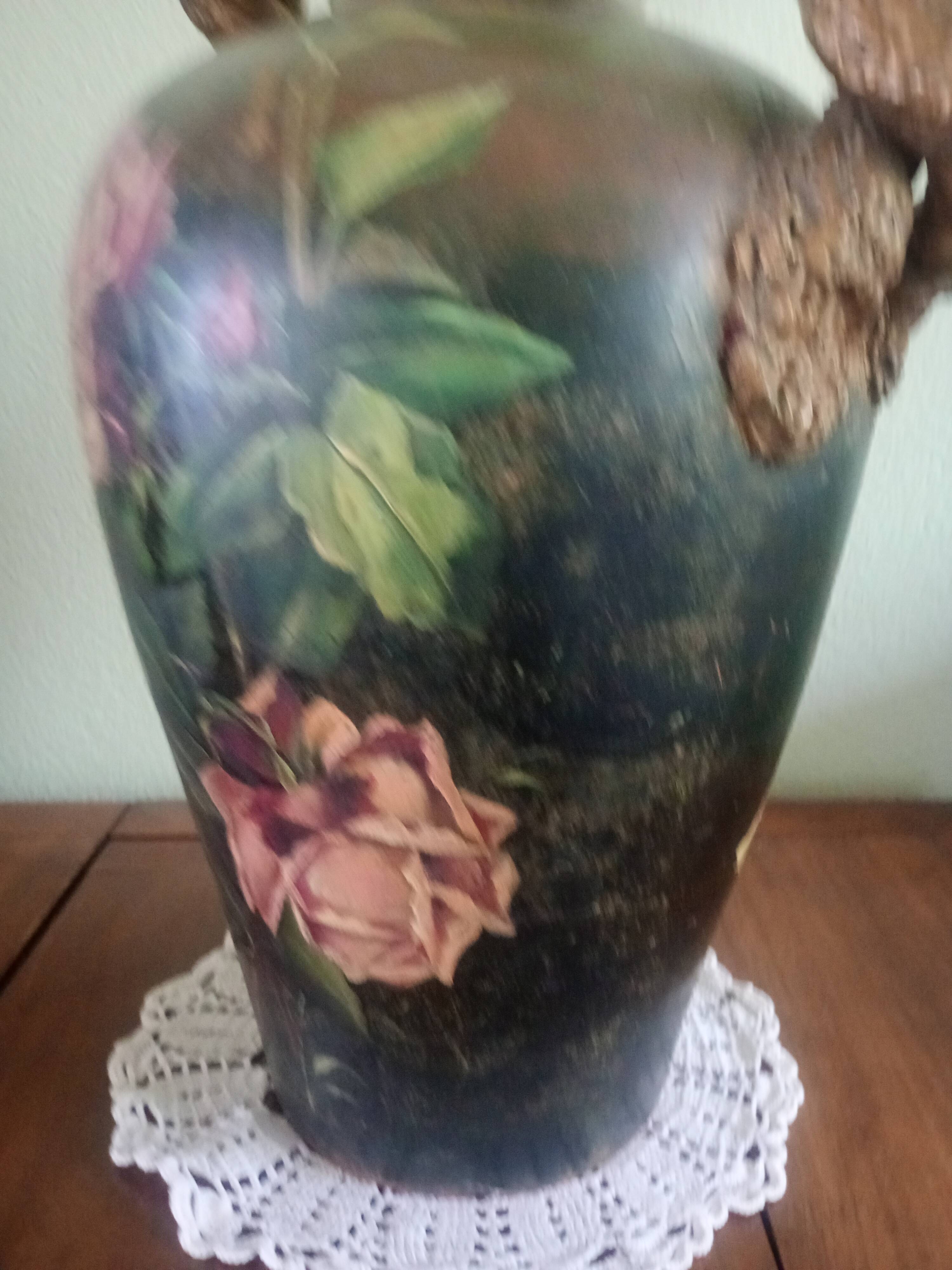 Double-handled vase with roses by Georges Weissenburger, École de Nancy.