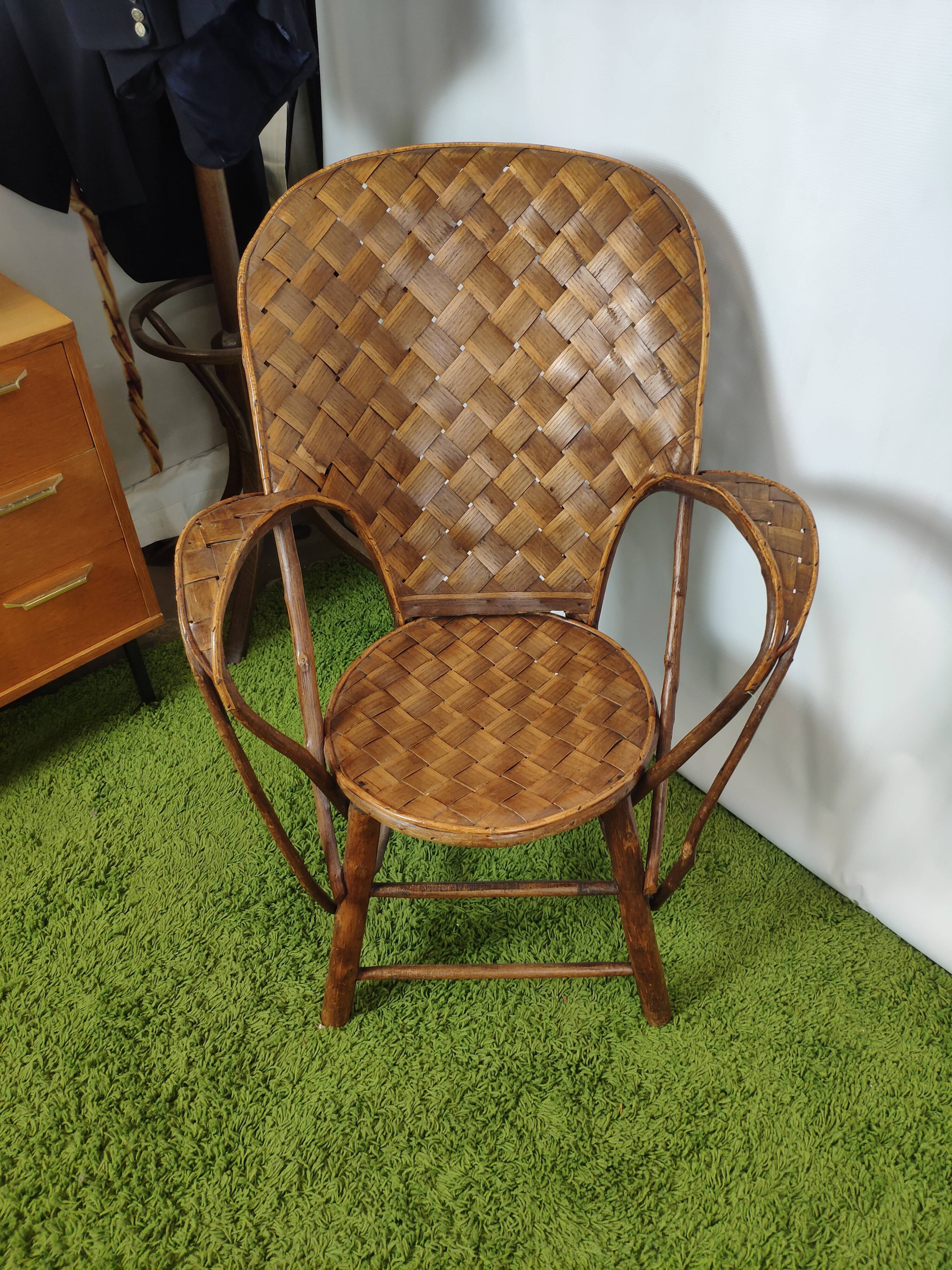 Vintage braided chestnut chair