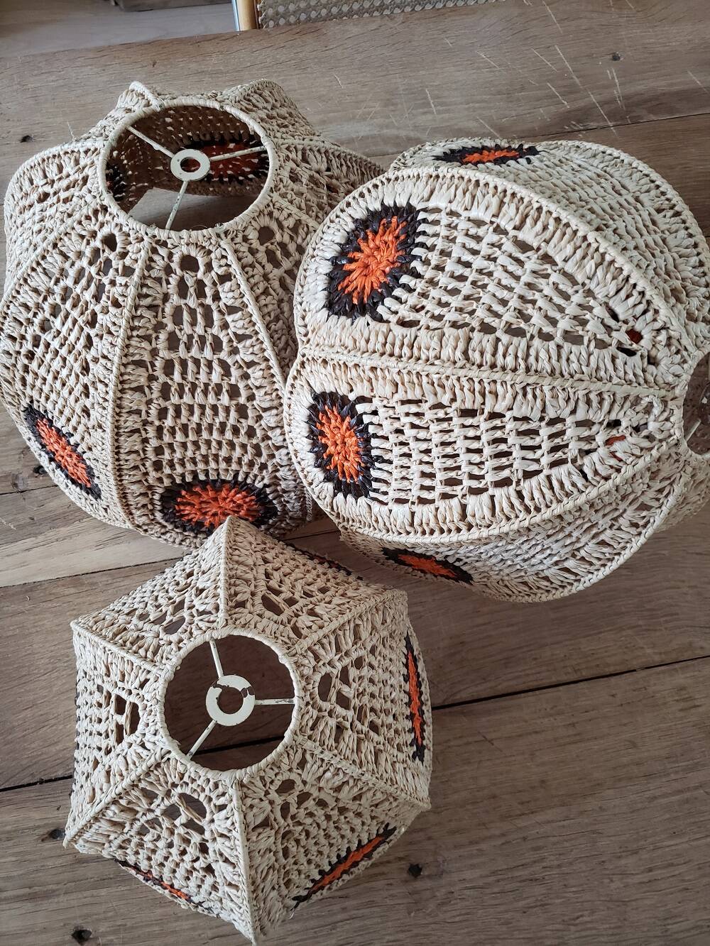 Set of 3 vintage lampshades