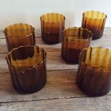 Series of 6 amber glasses