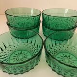 Mint-colored pressed glass bowls