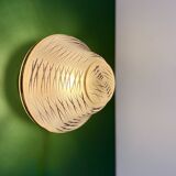 Vintage Art Deco globe wall/ceiling light in white, black, and gold glass.