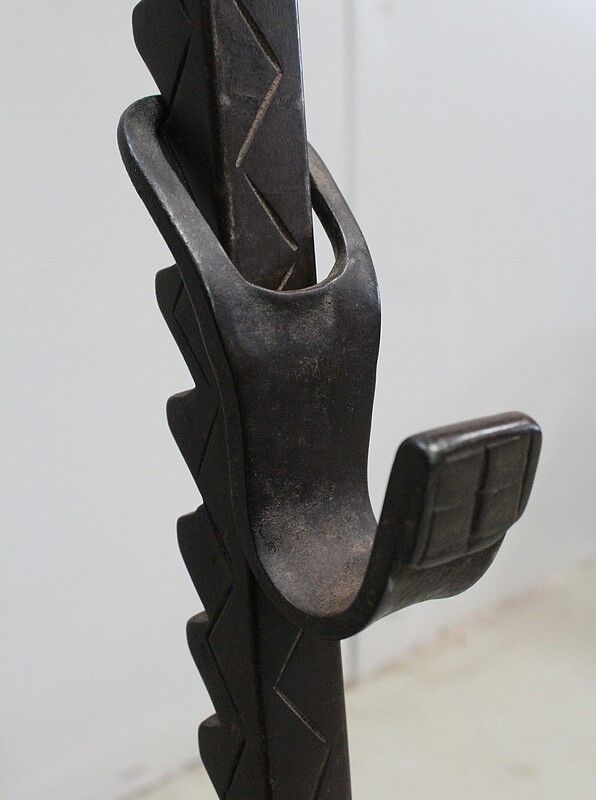 Pair of wrought iron chenets - late nineteenth century