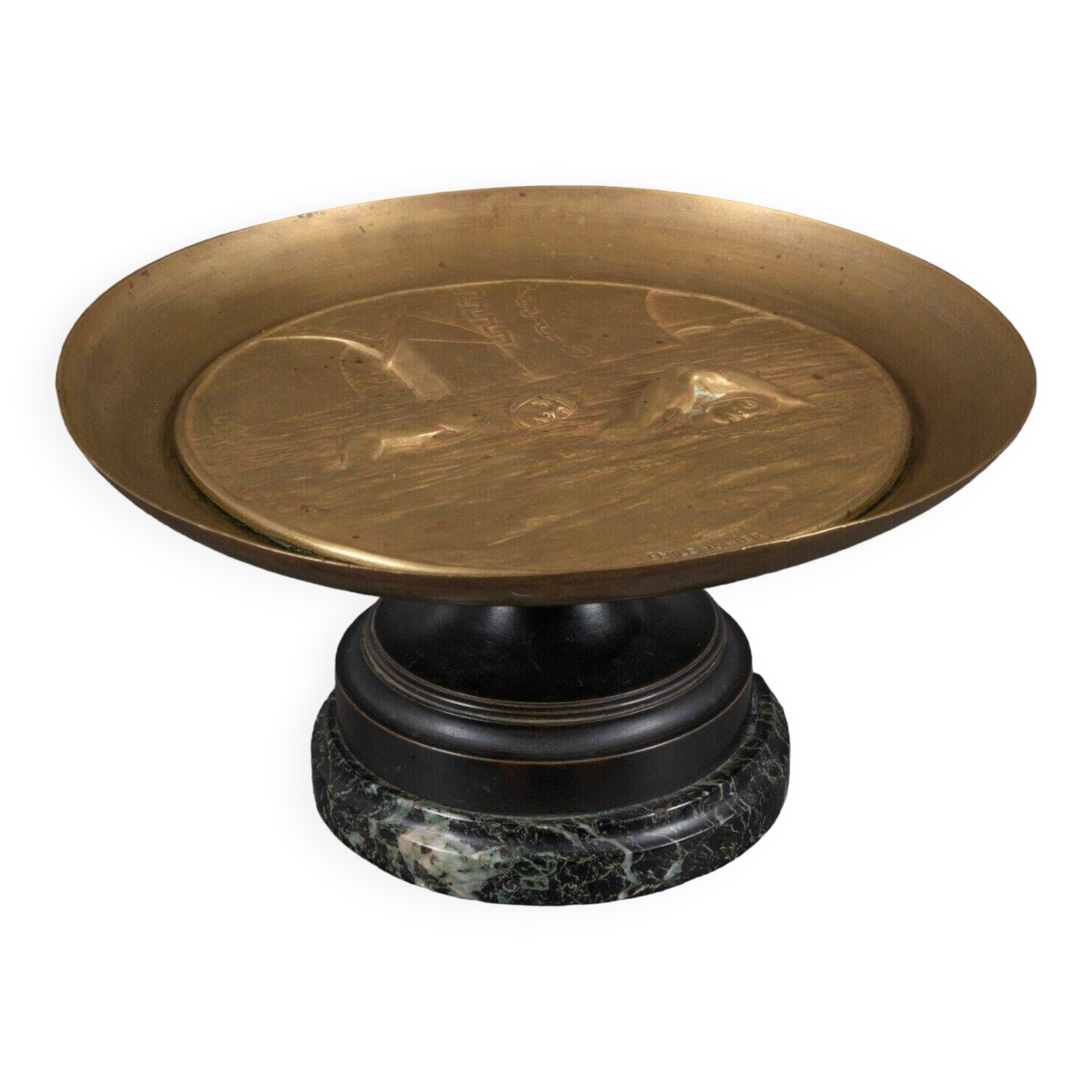 20th century bronze cup Emile Adolphe Monier Swimming swimmers on marble base