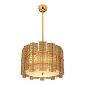 Contemporary Modern Italian Fumè “Tropical” Murano Glass Gold Chandelier by