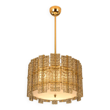 Contemporary Modern Italian Fumè “Tropical” Murano Glass Gold Chandelier by