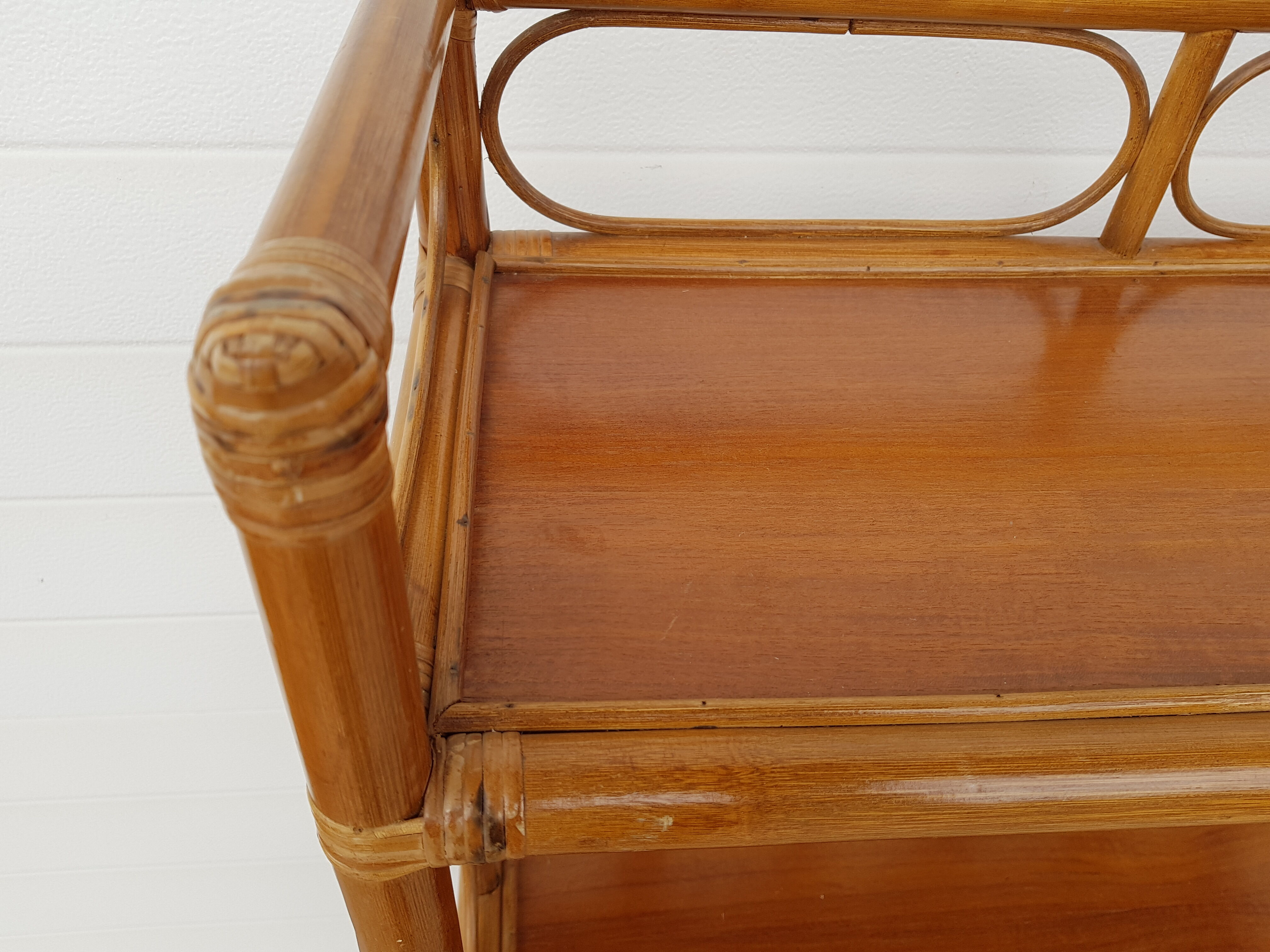 Old shelf in bamboo and rattan 70s