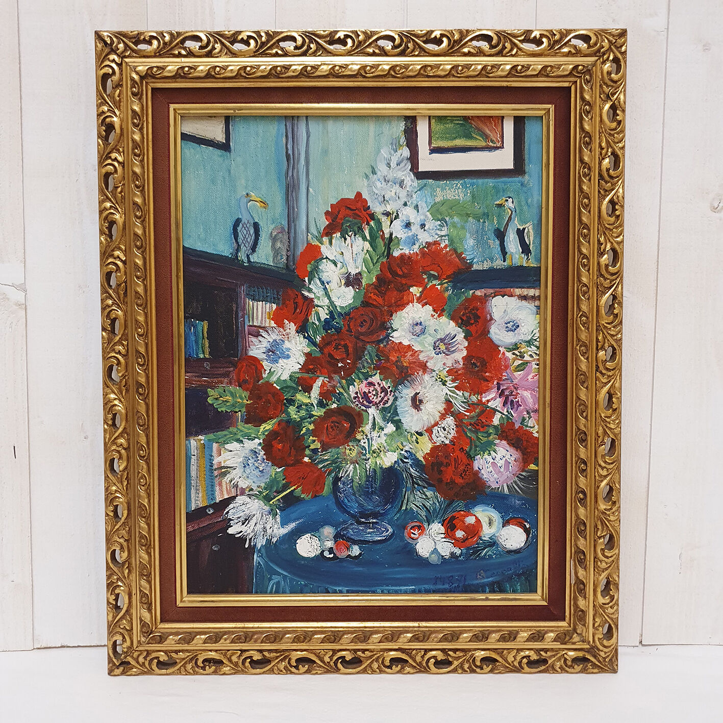 Table painting still life flowers