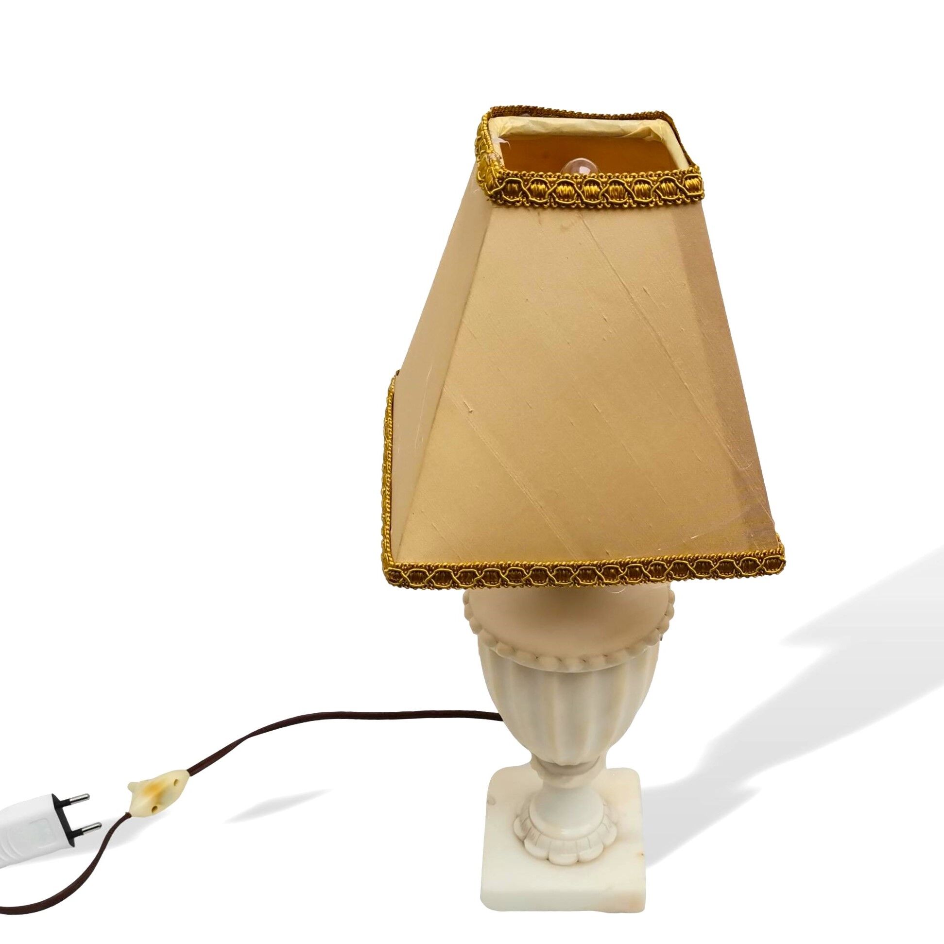 White marble amphora shaped table lamp