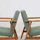Pair of vintage long chairs mint green bouclé 1970