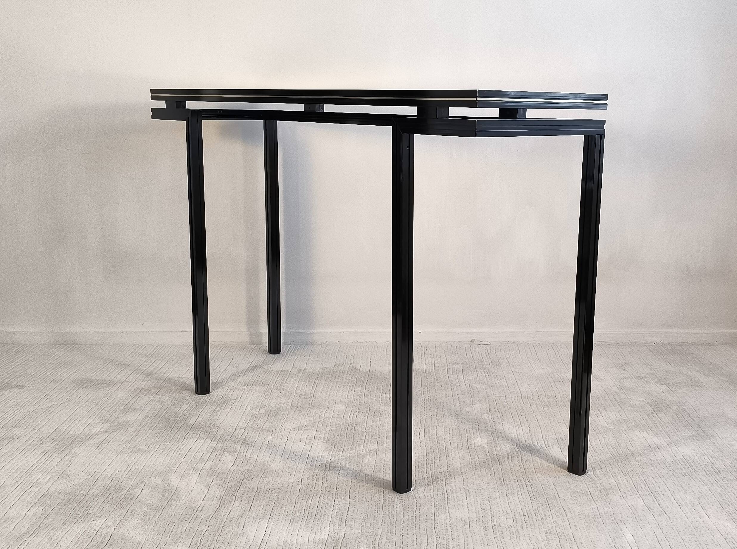 Magnificent console design by Pierre Vandel Paris 1970s black lacquered.