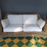Wicker and rattan sofa with curves