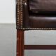Dark Brown Cowhide  Leather Chesterfield Wingback Chair