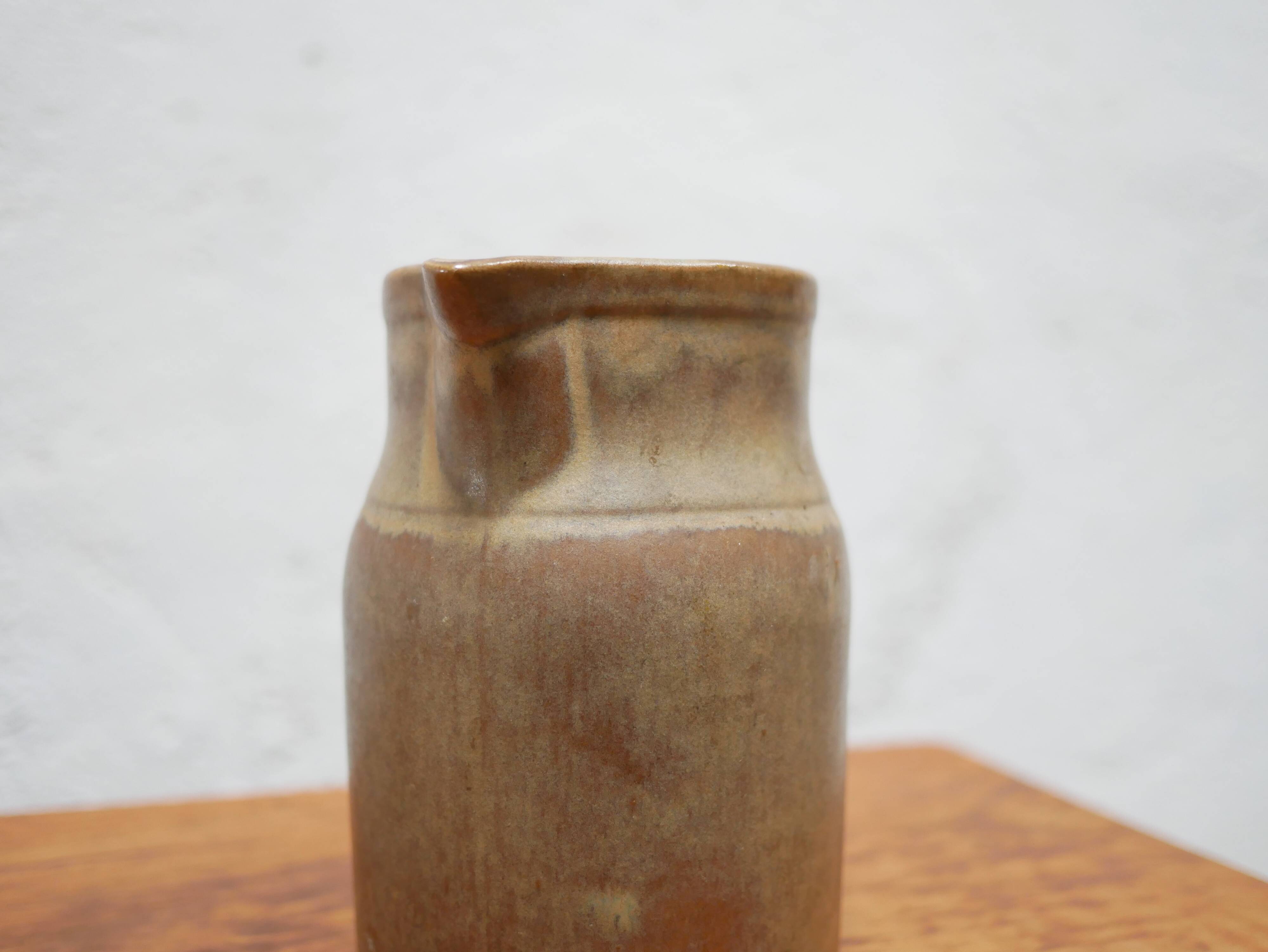 Vintage stoneware pitcher by the Digoin factory, France