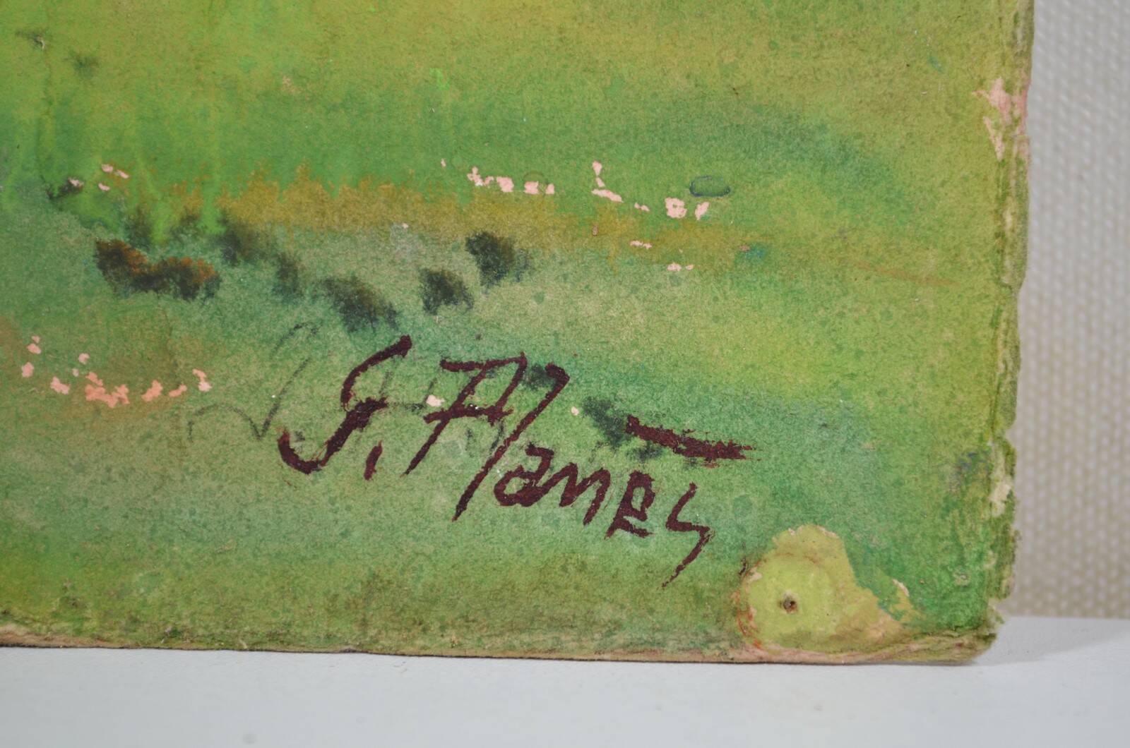 Georges Planes (1897-1977) Valley Landscape, Riverbank (double-sided)