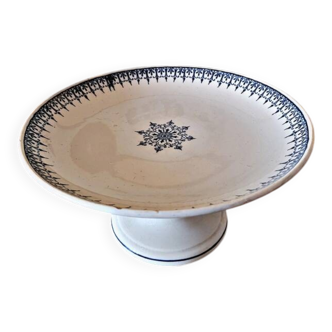 Saint Amand blue iron earth compote, Arabesque decoration, early 1900s.