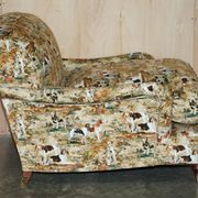 Pair of Howard Custom Love Seat Armchairs in Mulberry Silk Velvet