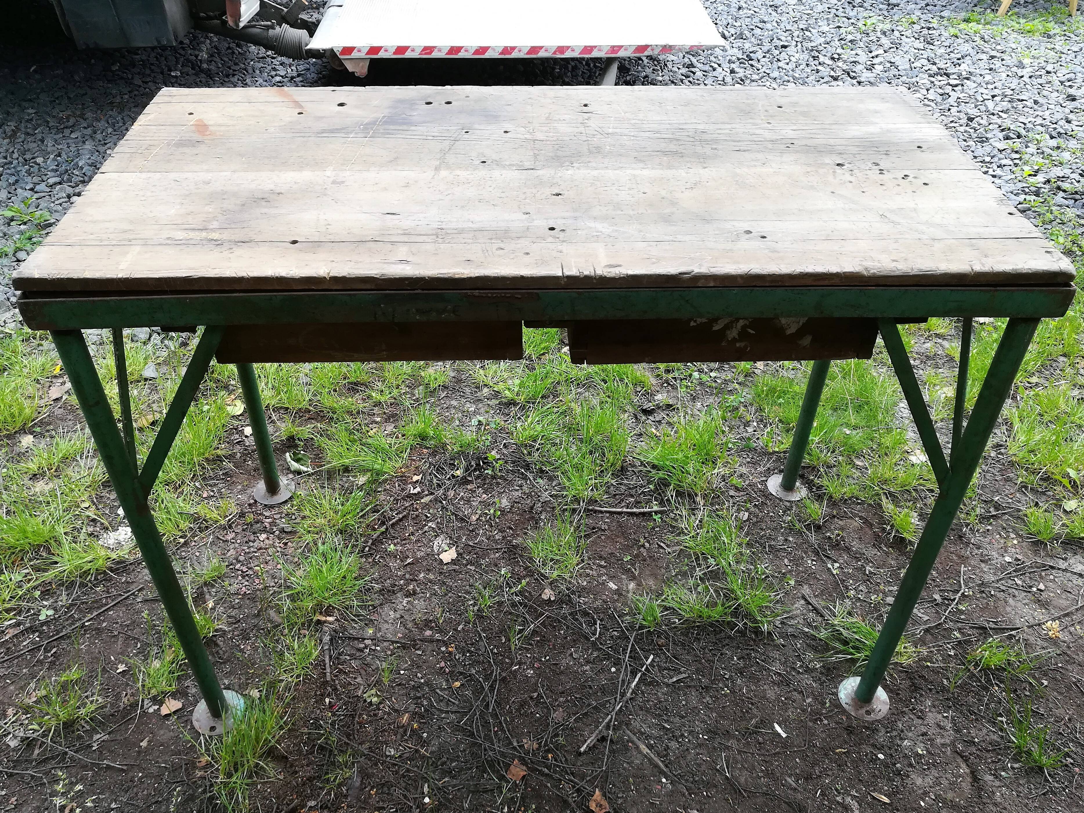 Industrial workbench table 2 drawers