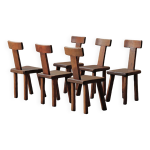 suite de 6 chaises brutalistes - 1970
