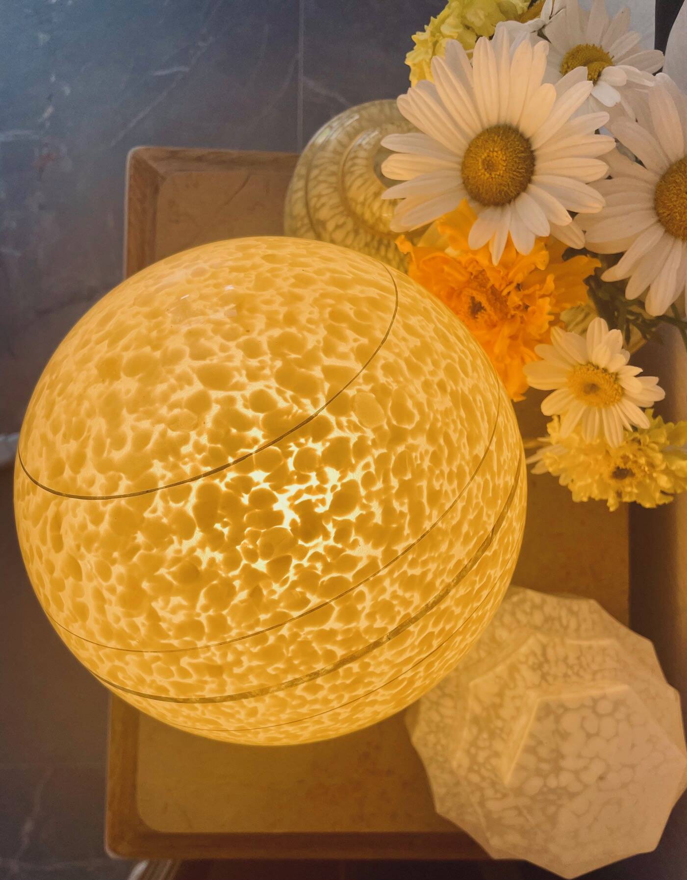 Yellow Clichy glass art deco lamp
