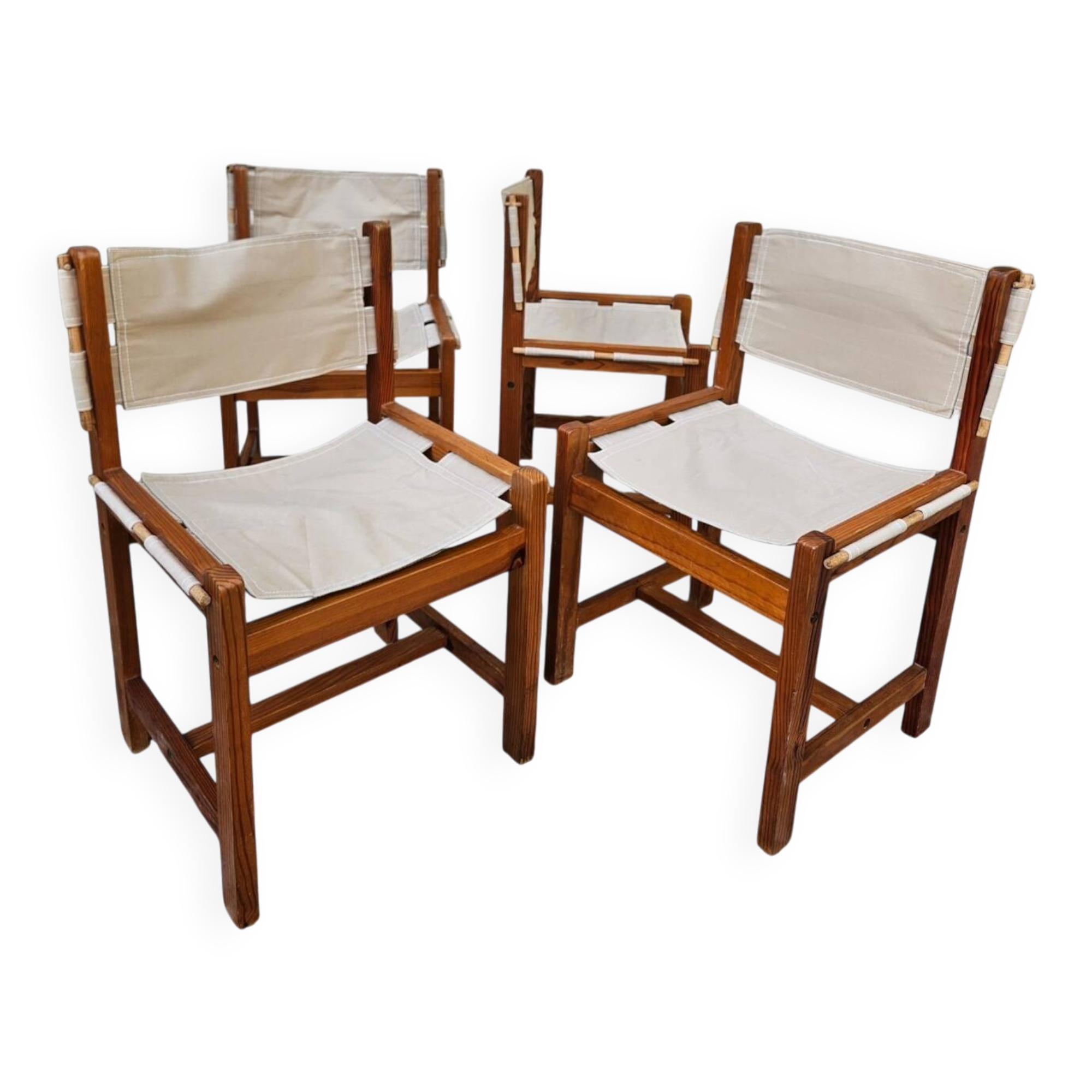 Set of 4 Safari chairs in pine