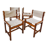 Set of 4 Safari chairs in pine