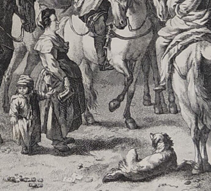 Dutch engraving XVIIIth "Riders in good humor"