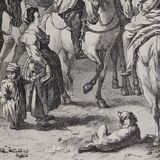 Dutch engraving XVIIIth "Riders in good humor"