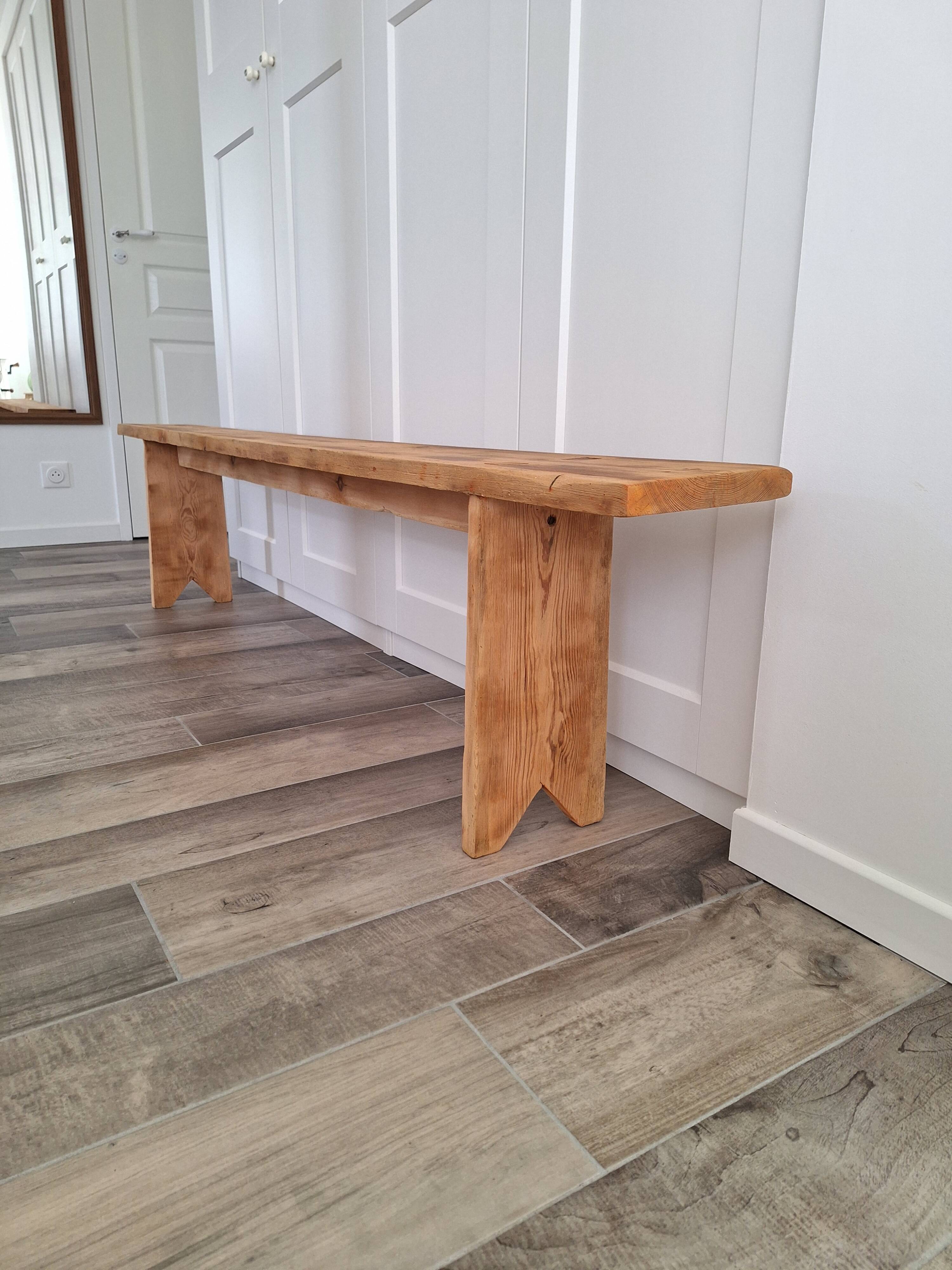 Large antique farmhouse bench in solid wood – 200 cm