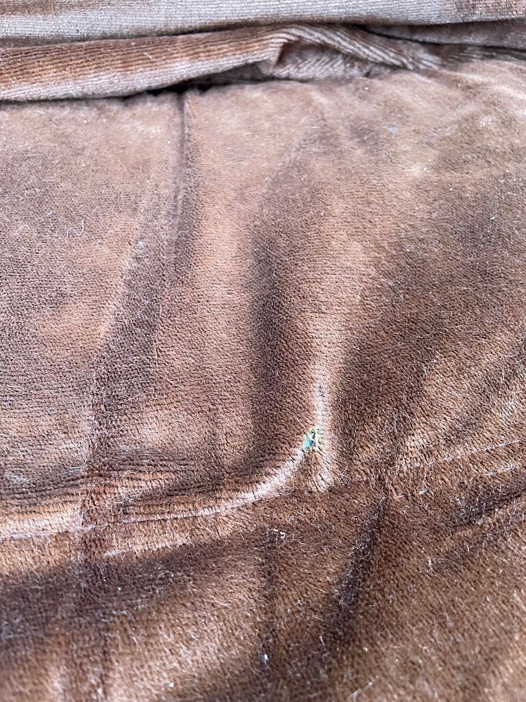 Pair 70s brown velvet armchairs