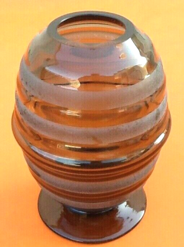Vase design bobine style art déco verre teinté poli dépoli