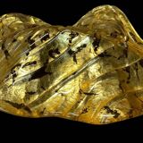 Large Pair of Murano Gilded Glass Leaf Wall Lights - Italy Circa 1980 H 67 cm