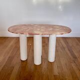 Pink marble and concrete coffee table