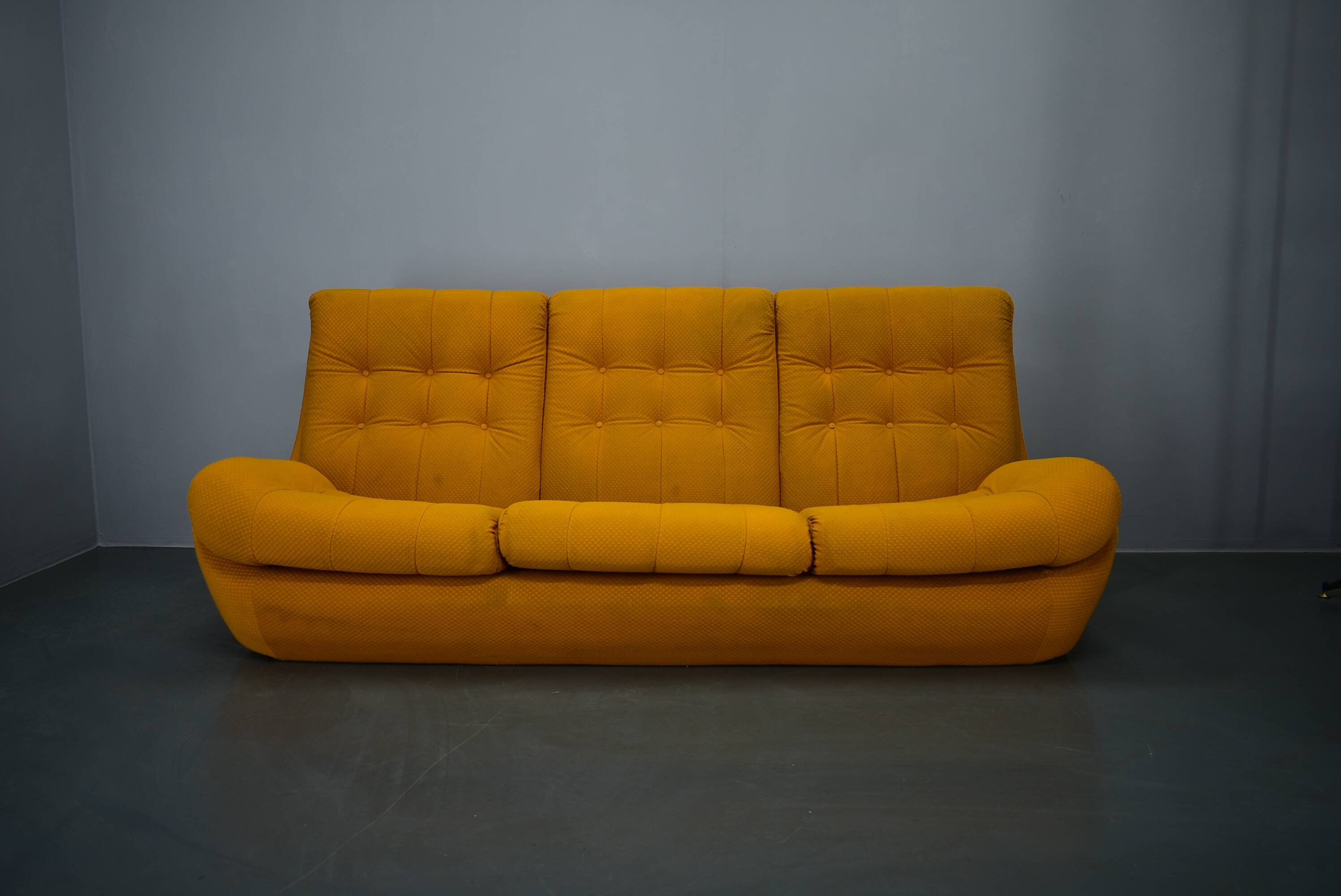 20th century, yellow Atlantis three-seater sofa, 1960s