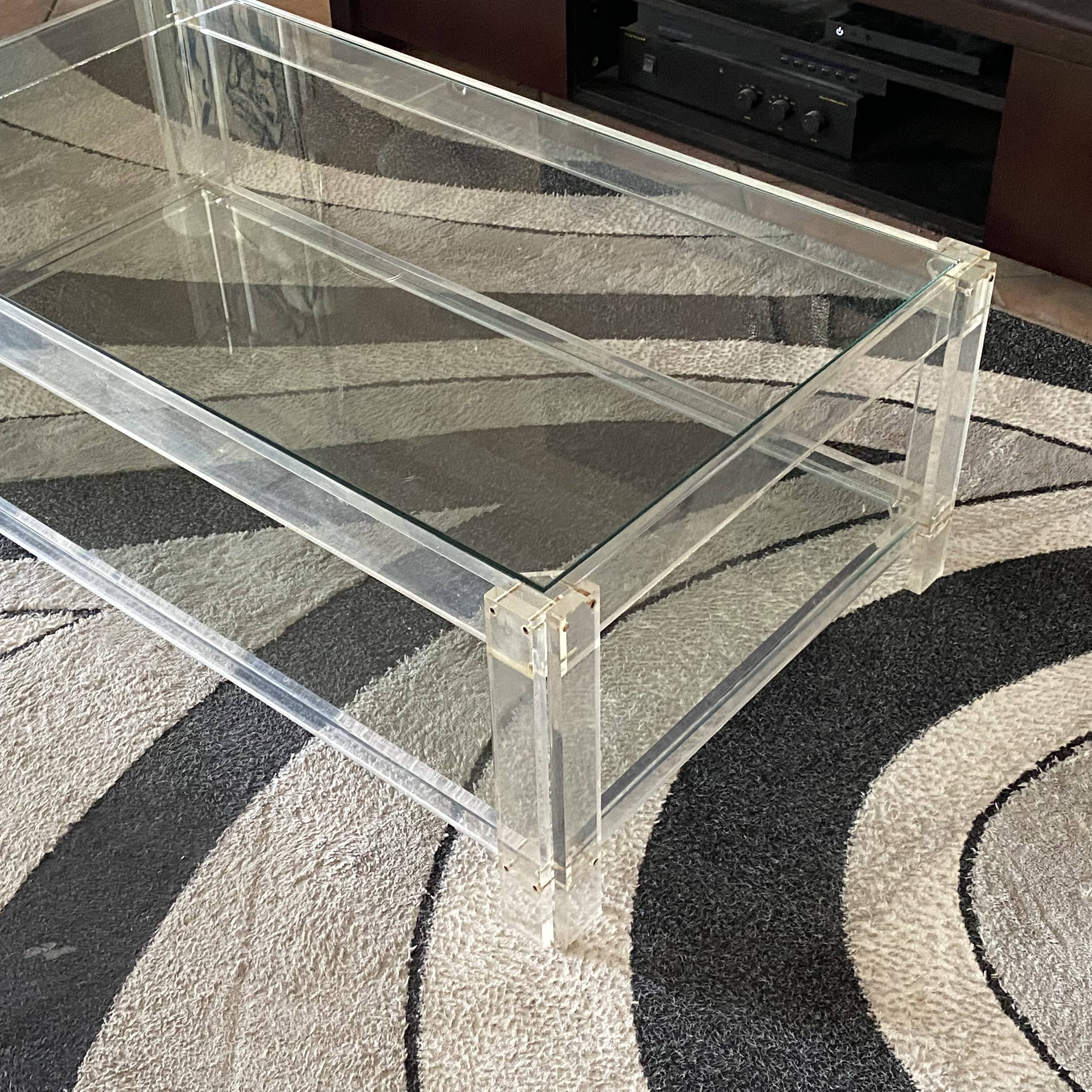 Roche Bobois coffee table. 1980. 126x70. Plexiglass and glass.