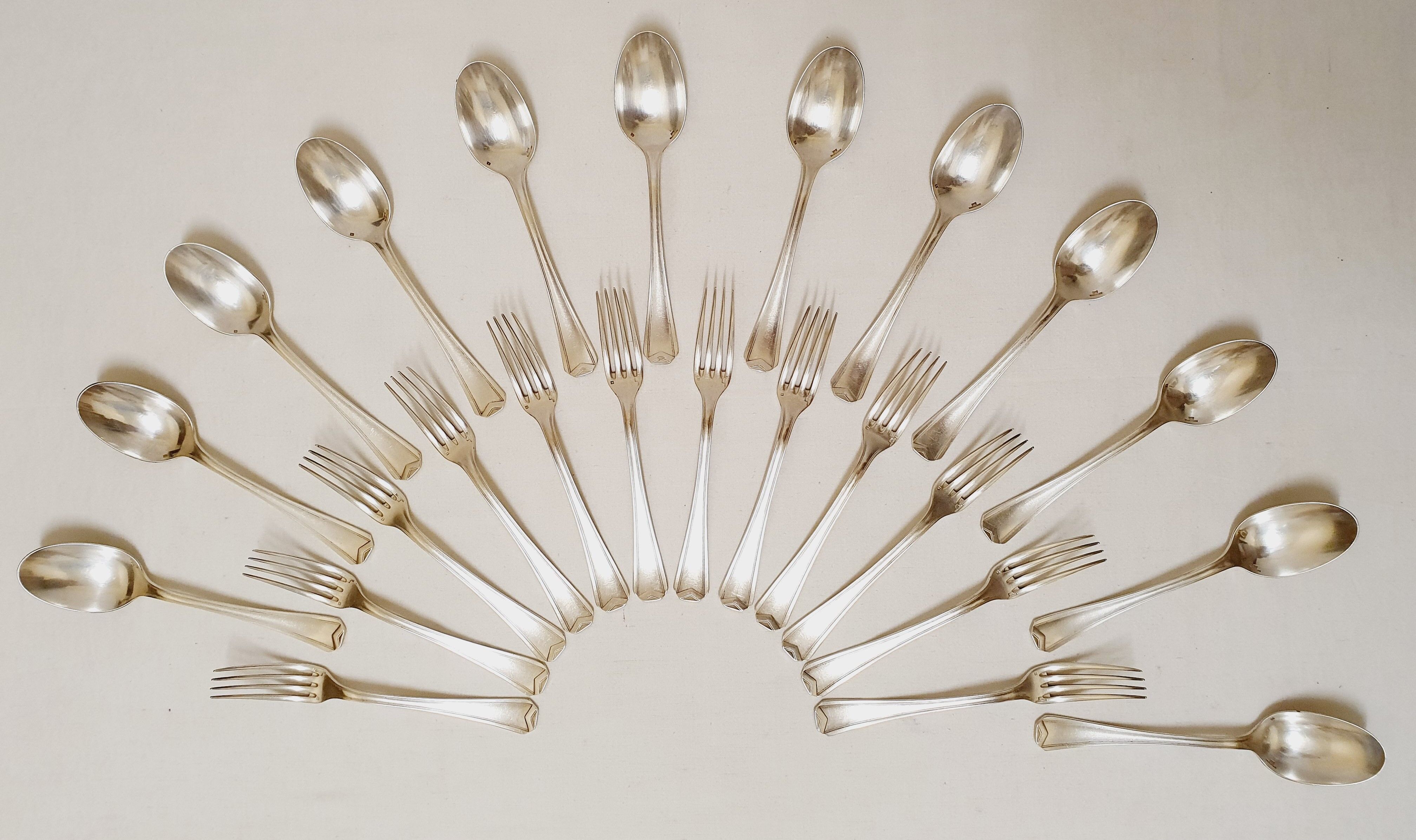 24 silver metal cutlery Christofle Art Deco