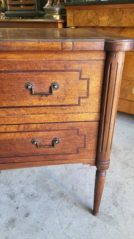 LOUIS XVI COMMODE WITH 2 DRAWERS IN SOLID WALNUT FROM THE 19TH CENTURY