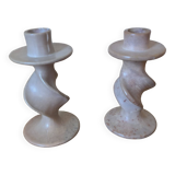 Vintage Soapstone Twisted Candlestick Duo?