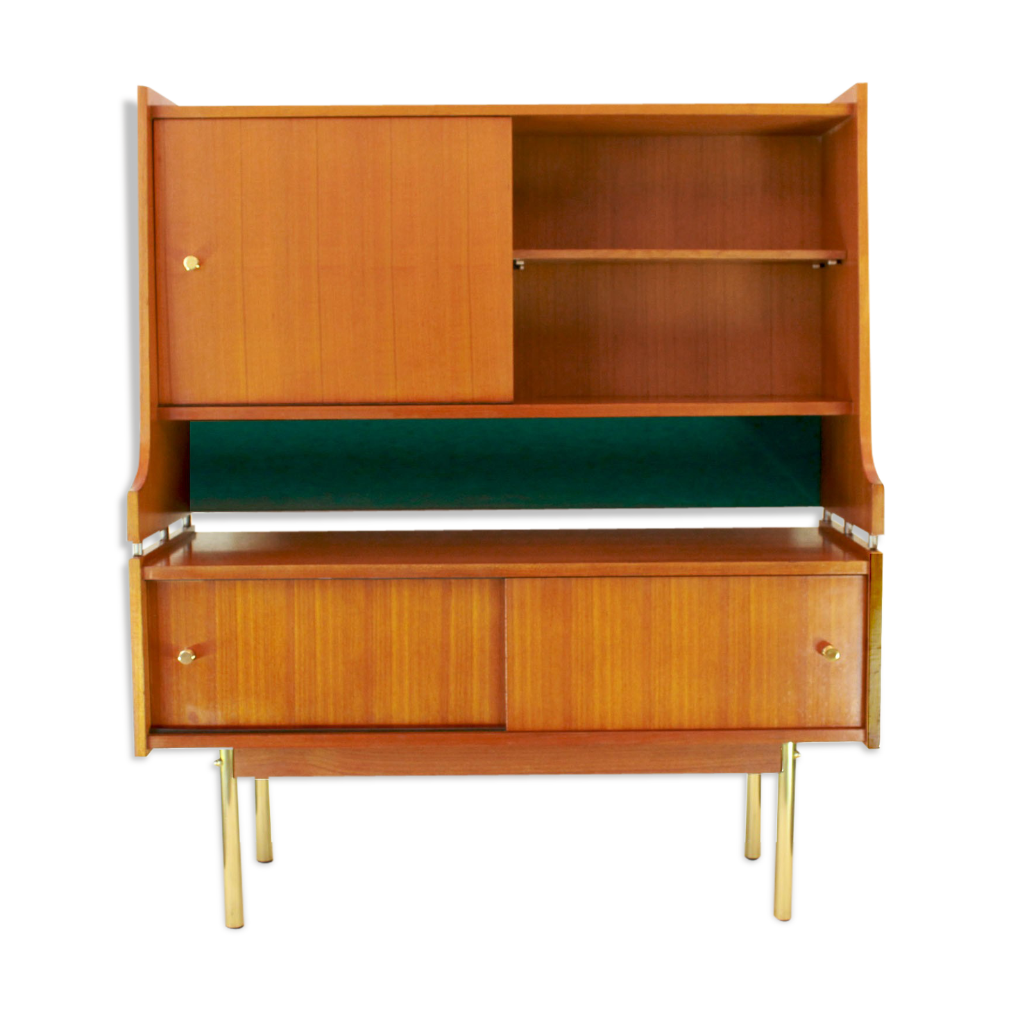 Scandinavian sideboard in solid teak wood and brass, 1950s Swedish vintage