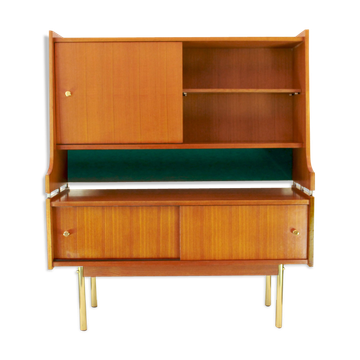 Buffet scandinave en bois de teck massif et laiton, vintage suédois des années 50