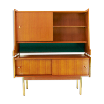 Scandinavian sideboard in solid teak wood and brass, 1950s Swedish vintage