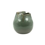 Mid-century Modern green spherical gres vase, Franco Bucci Italy ca. 1970