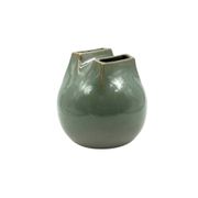 Mid-century Modern green spherical gres vase, Franco Bucci Italy ca. 1970