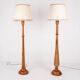 Paire de lampadaires en bois tourné style Art Deco, France, milieu XXe