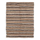 Striped Brown & Beige Vintage Kilim Rug, 133x170Cm