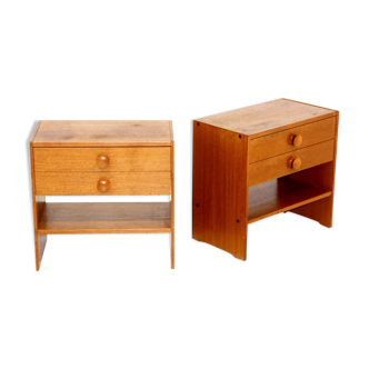 Pair of teak bedside tables, Sweden, 1970