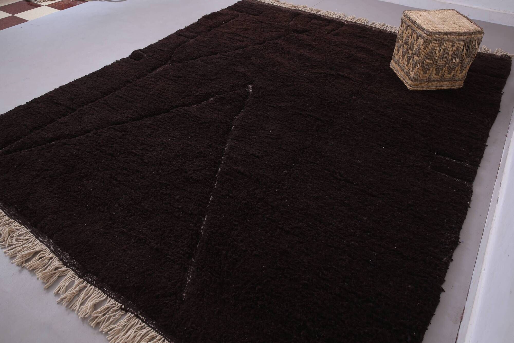 Espresso Brown Moroccan Rug 248 x 310 cm - Vintage Moroccan Rug  Bohemian