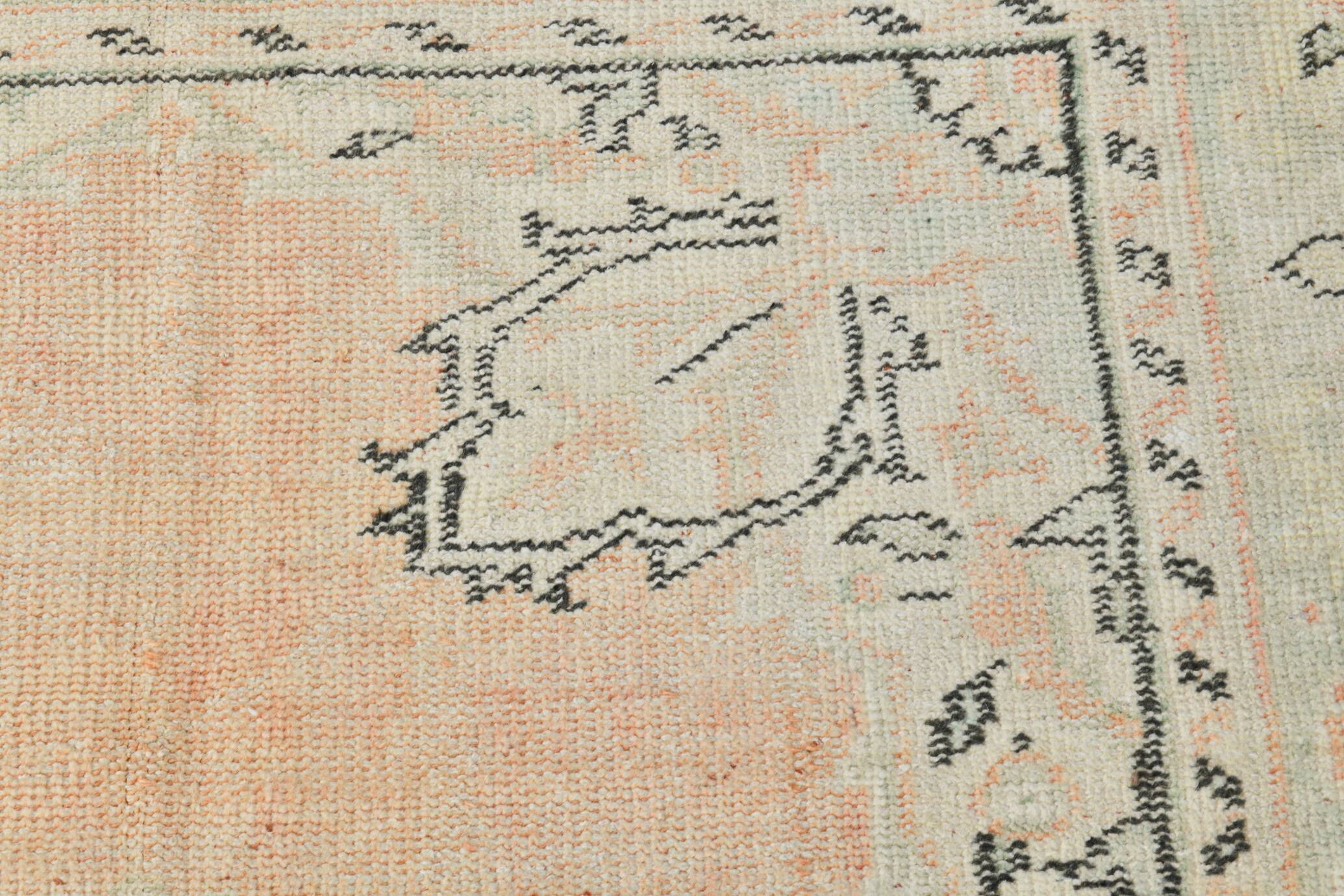 5x9 Soft Orange Handwoven Vintage Persian Rug, 157x263 Cm