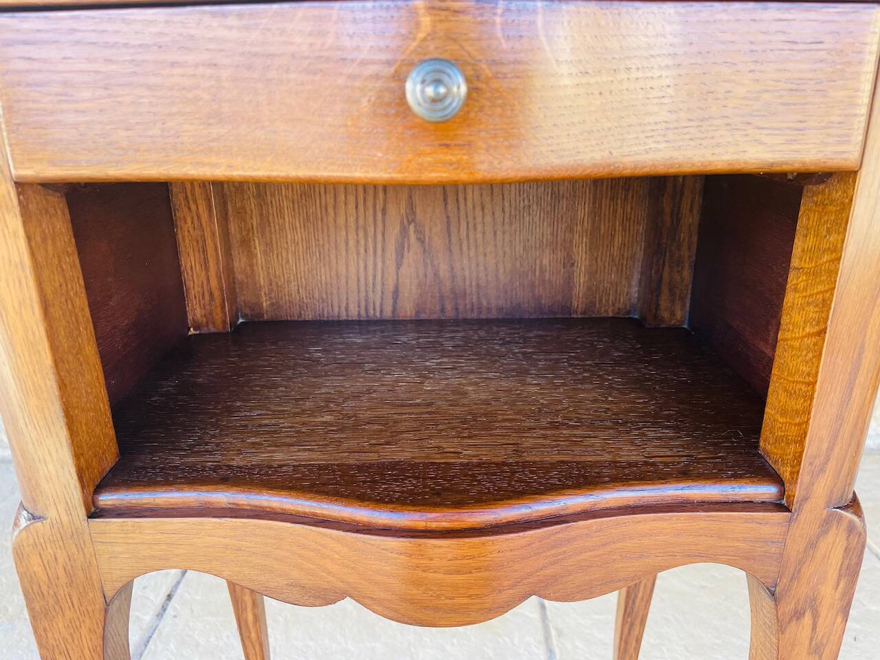 Pair of Louis XV style bedside tables in oak